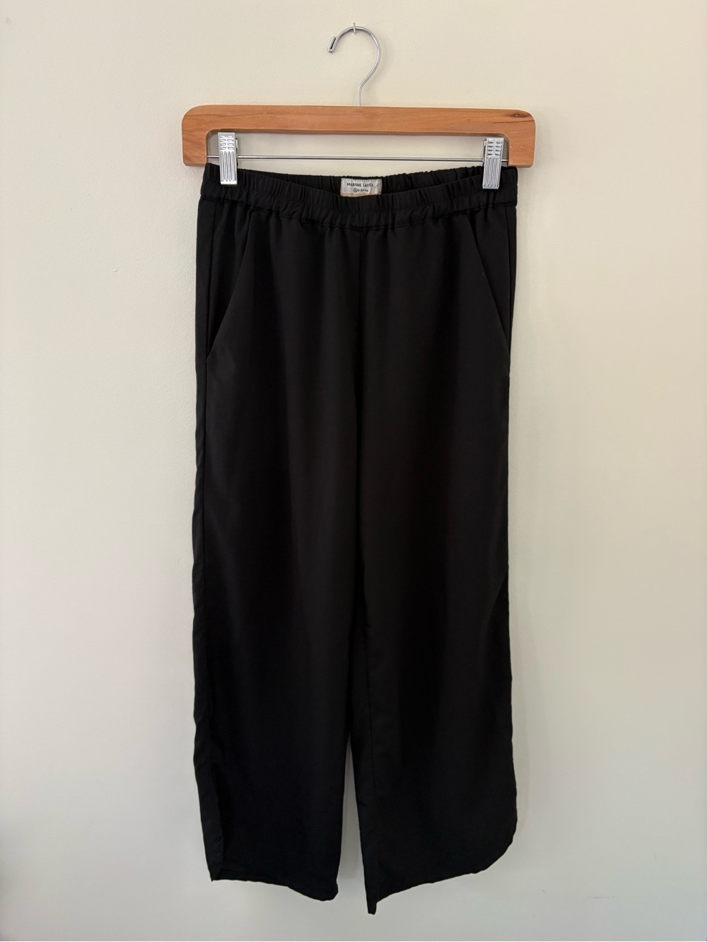 Marine Layer Allison Wide Leg Black Crop Pant